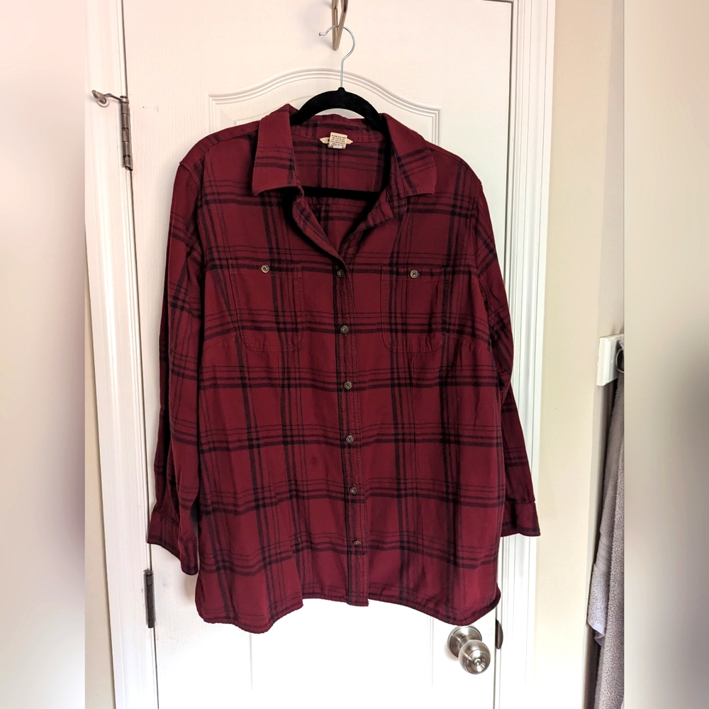 Duluth Trading Women's Free Swingin' Flannel Shirt - Maroon
